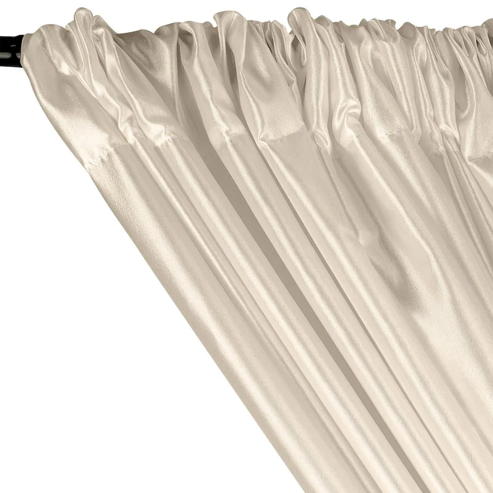 Extra Wide Nylon Taffeta Rod Pocket Curtains - Off White - Image 2