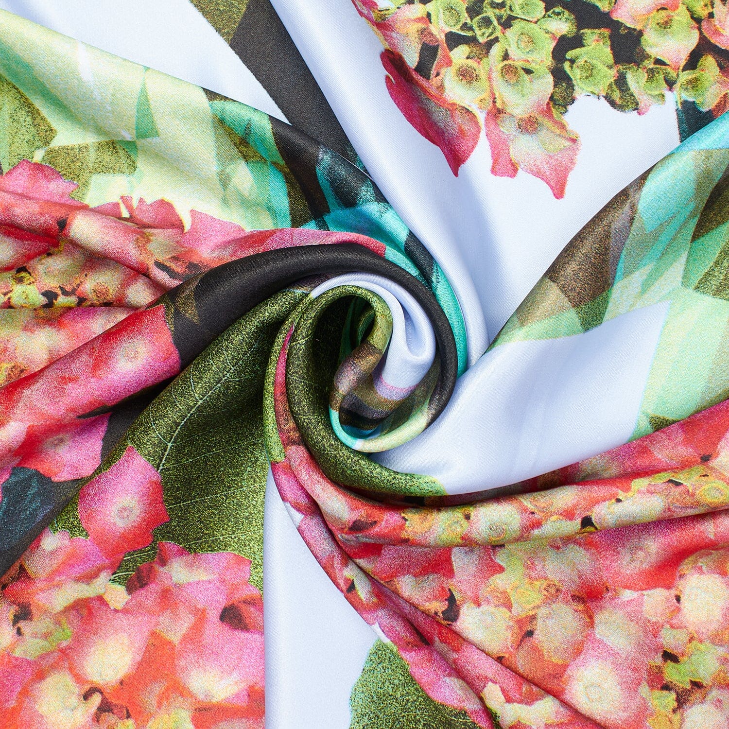 Floral Bloom W/ Abstract Stripes On Printed Charmeuse Satin - Image 2