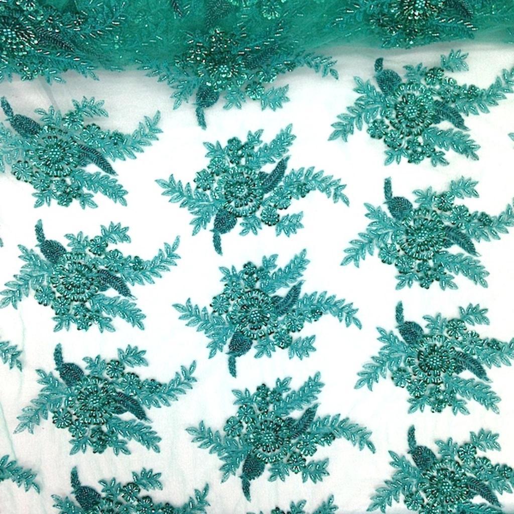 Floral Bridal Lace Beaded Fabric - Image 33