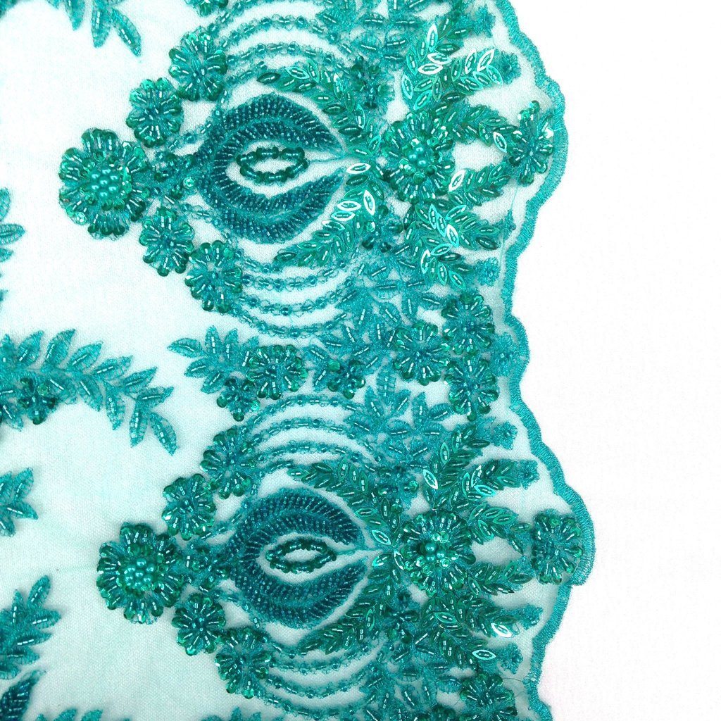 Floral Bridal Lace Beaded Fabric - Image 34
