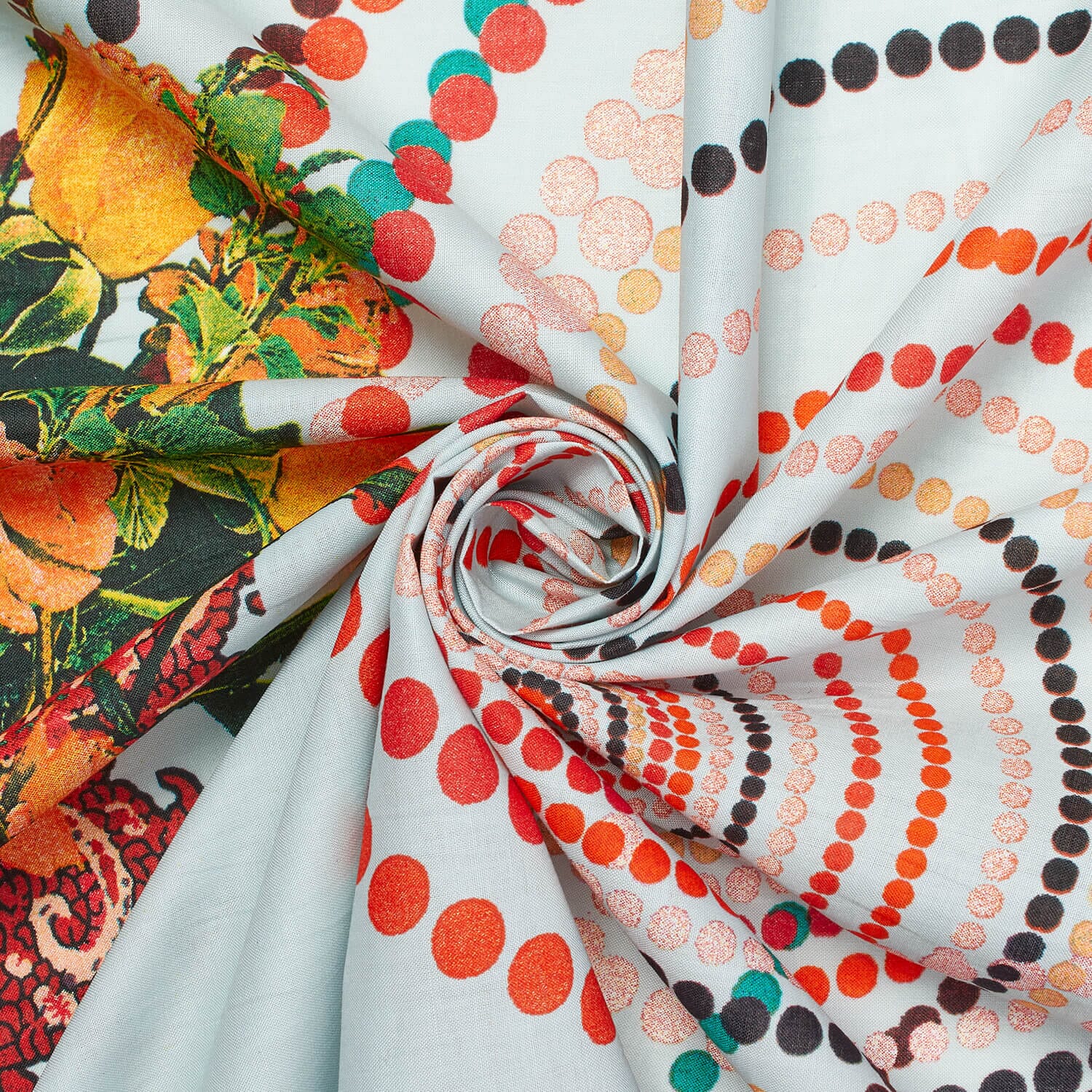 Floral Dotted Swirl Printed Broadcloth - Image 2