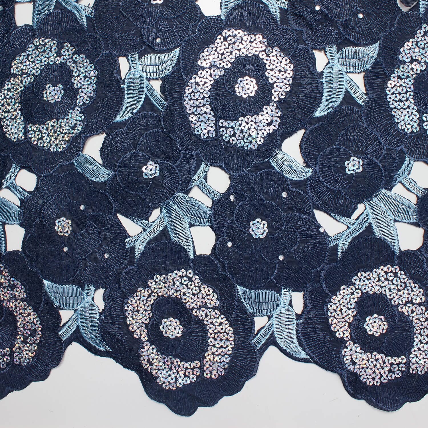 Floral Organza Embroidery Lace with Sequins - Image 11