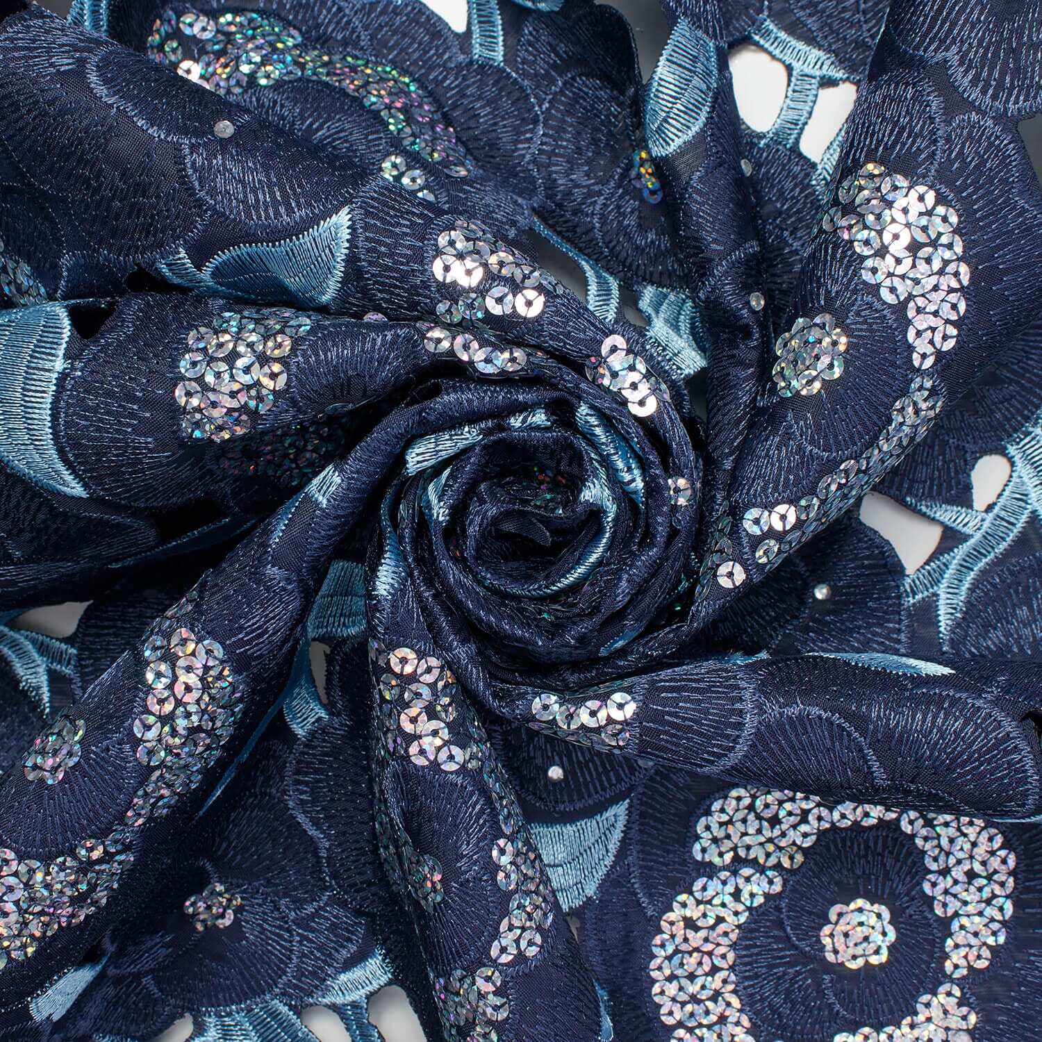 Floral Organza Embroidery Lace with Sequins - Image 12