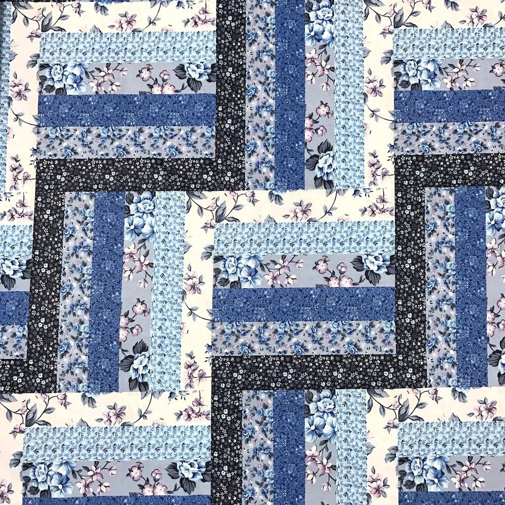 Floral Quilt Patch Blue Print Sheeting - Image 2