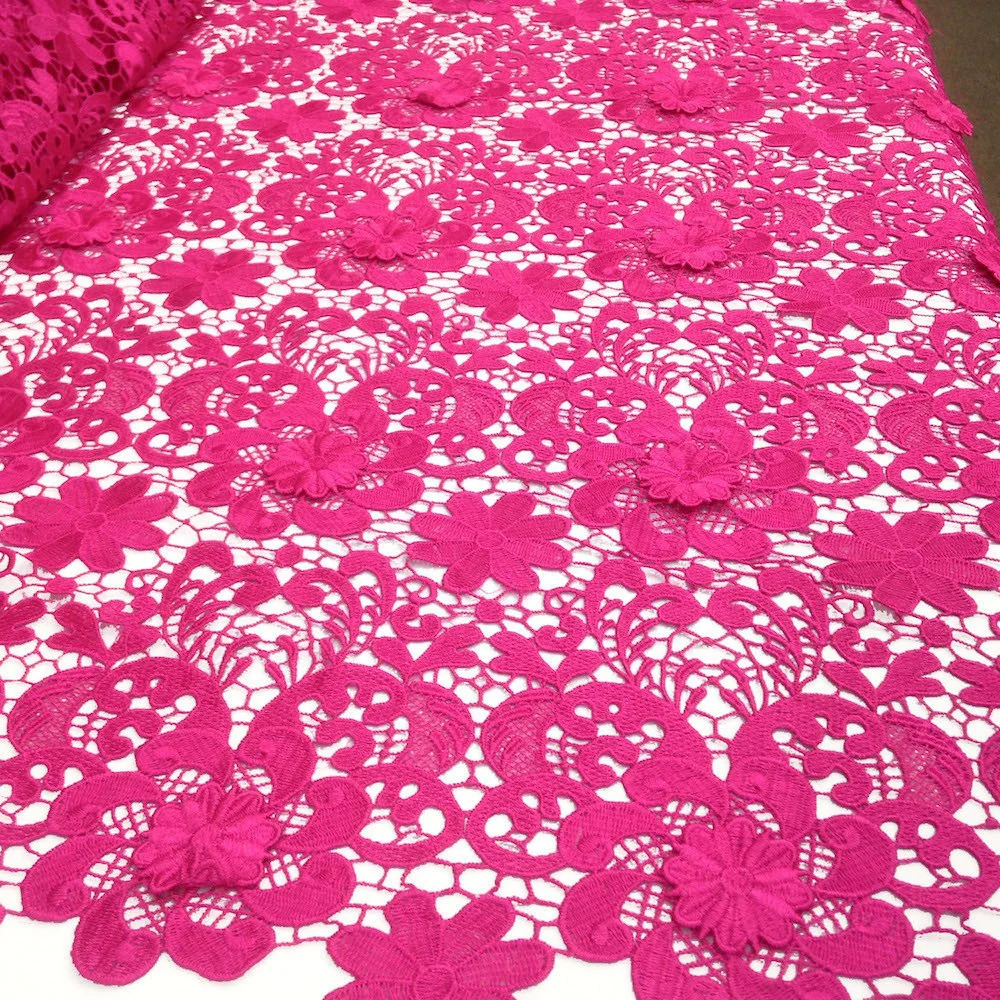 Fuchsia Lily Flower Guipure French Venice Lace - Image 2
