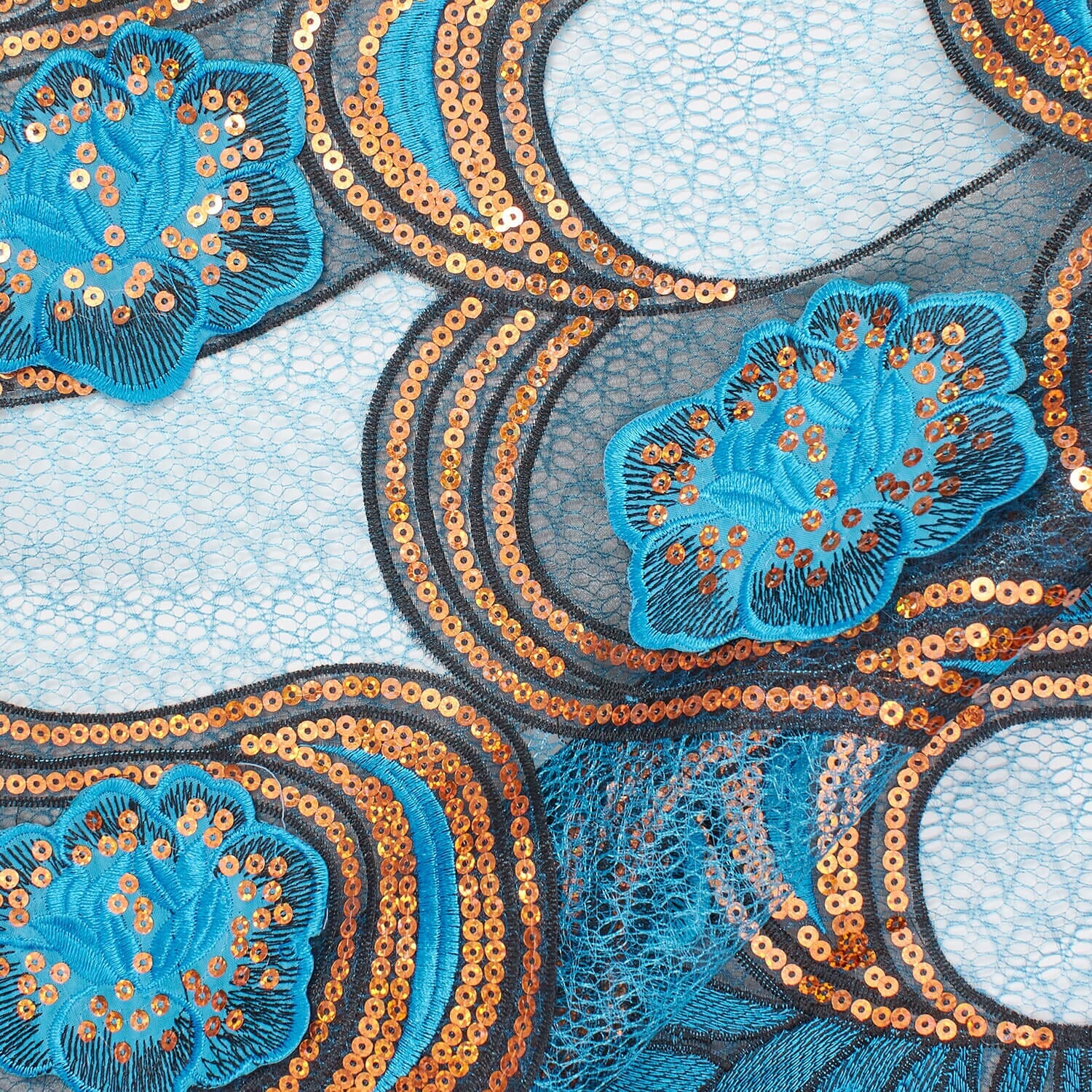 Gardenia Floral Sequin Embroidery On Mesh - Image 7
