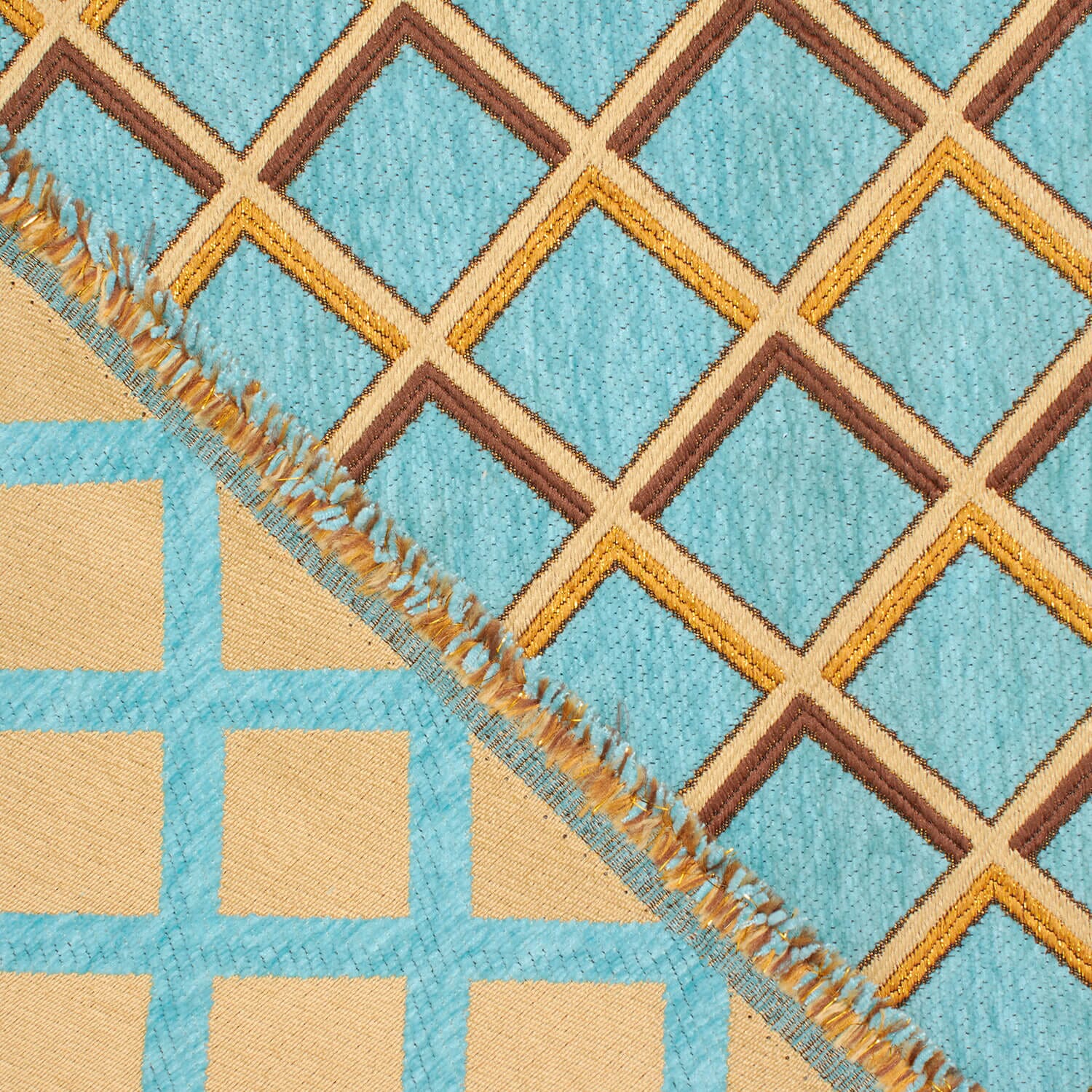 Geometric Grid Metallic Chenille Upholstery Jacquard - Image 8