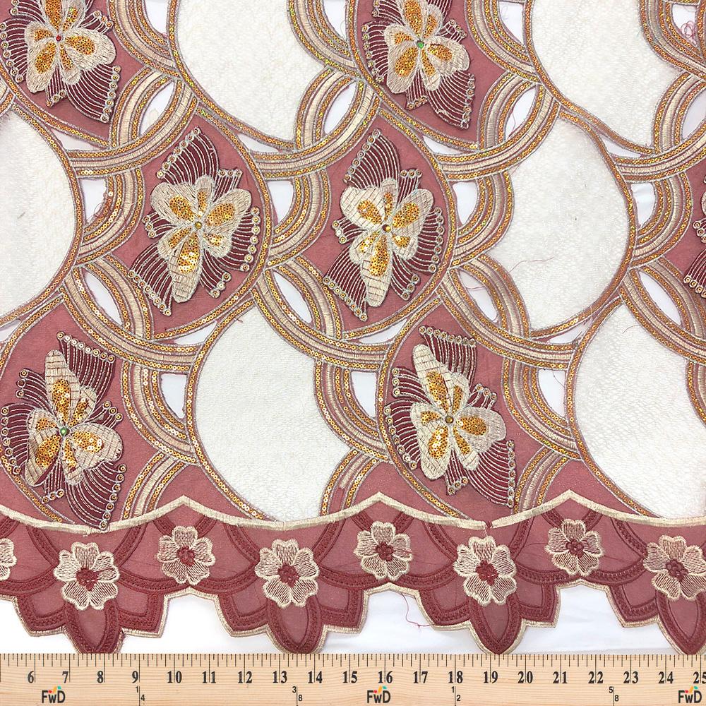Gold Floral Sequins on Organza - Image 3