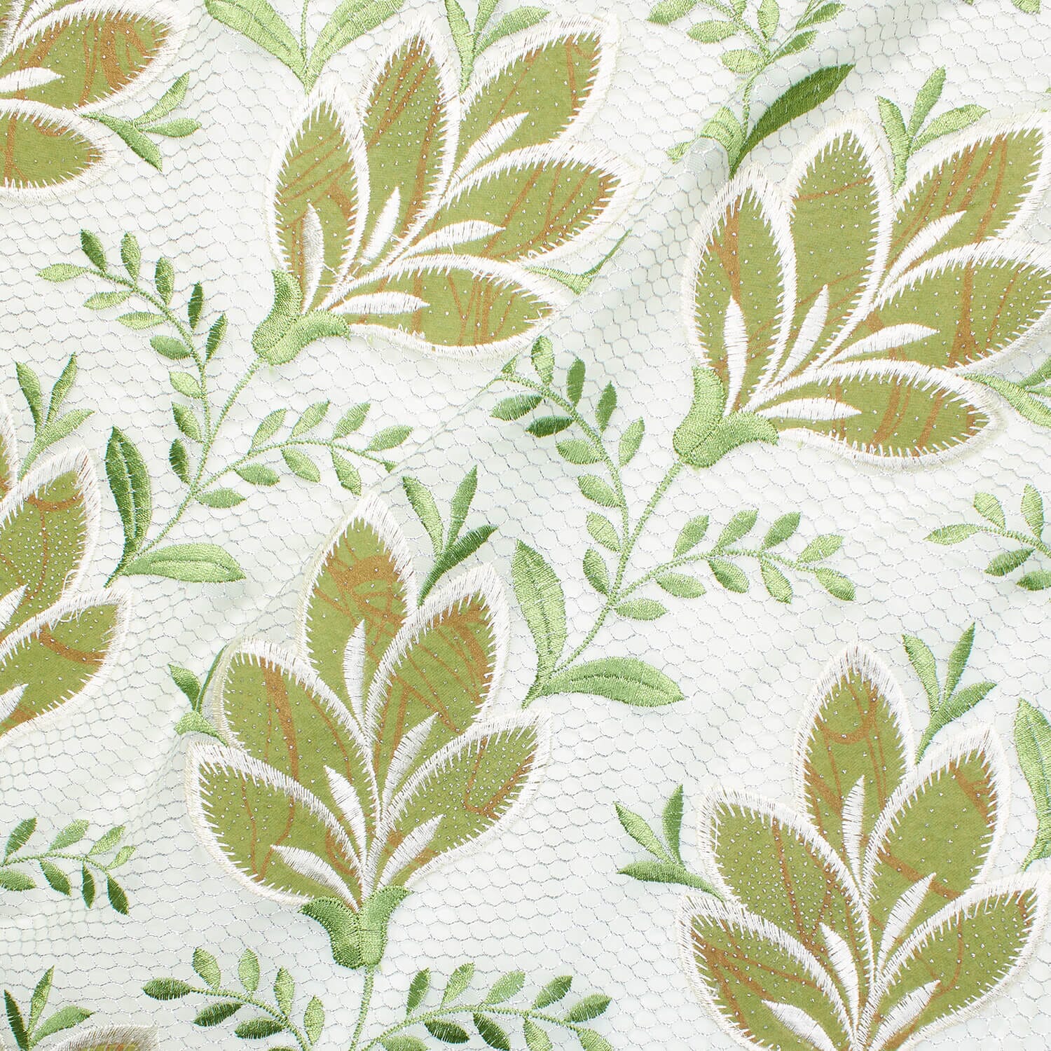 Sparkled Mint Leaves Metallic Embroidery Lace - Image 6