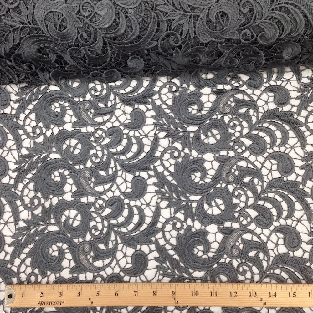 Grey Cardinal Guipure French Venice Lace - Image 3