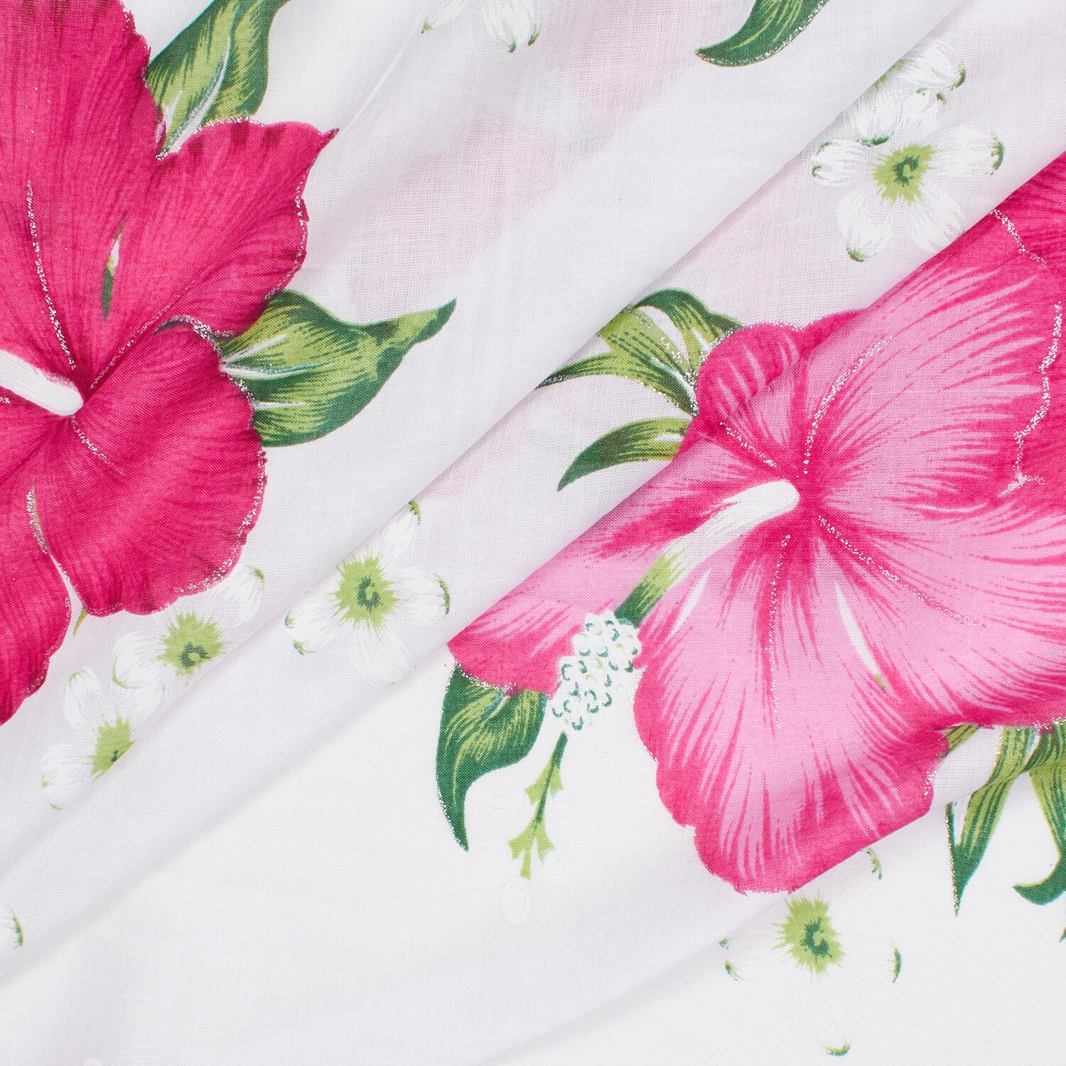 Hibiscus Floral Printed Glitter Voile - Image 2