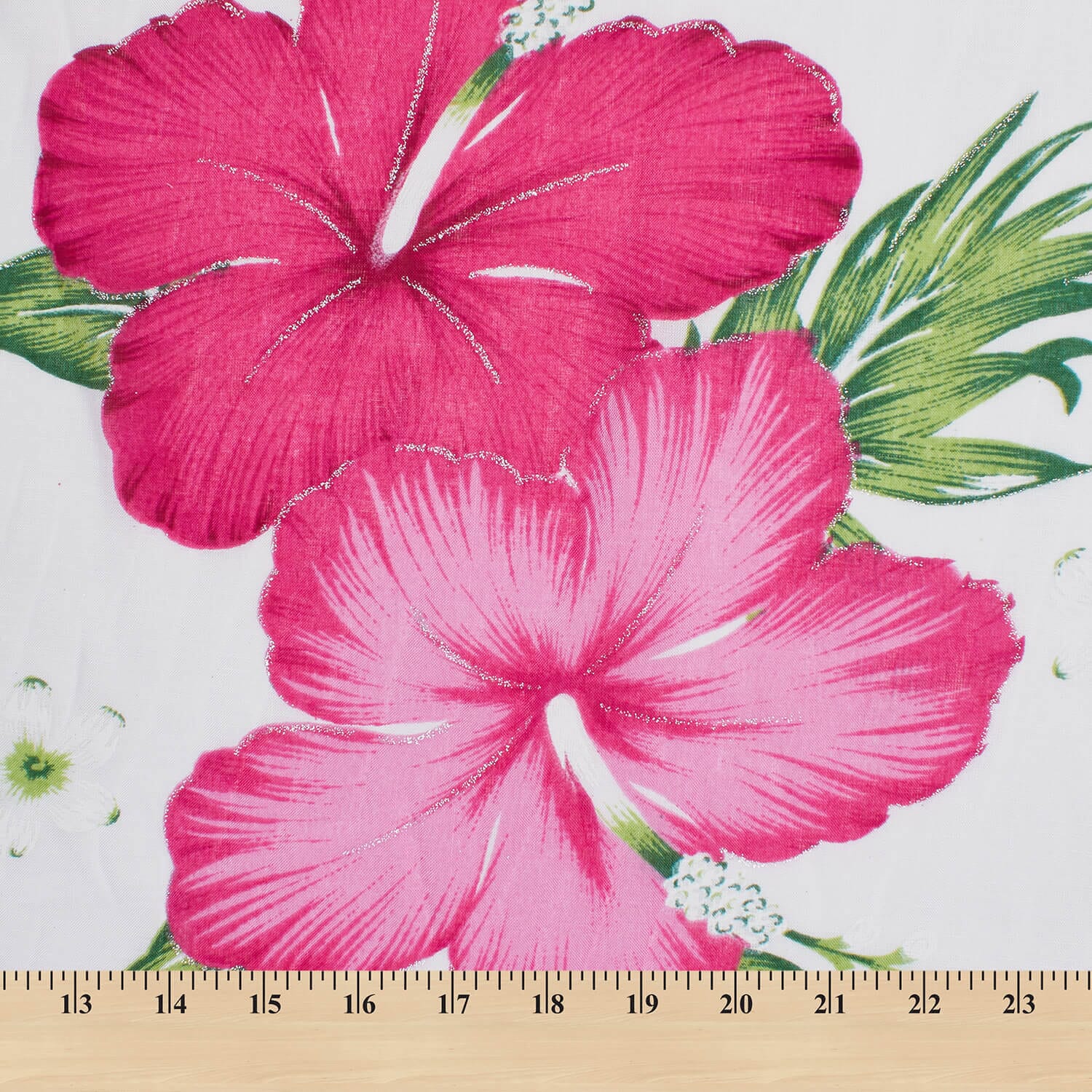 Hibiscus Floral Printed Glitter Voile - Image 4