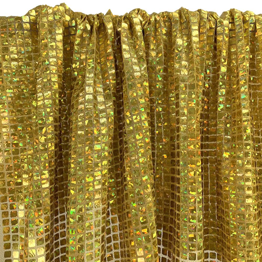 Hologram 8mm Square Sequins Rod Pocket Curtains -  Gold - Image 3