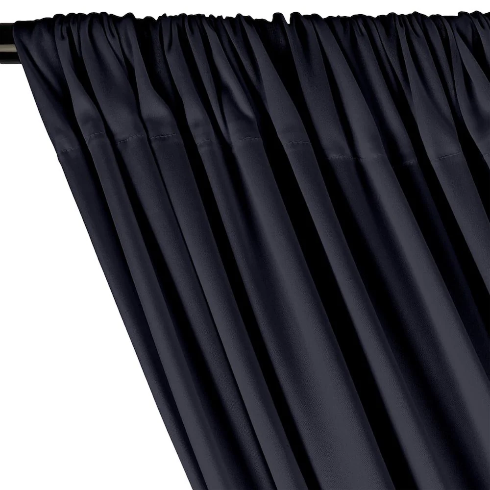 Interlock Knit Rod Pocket Curtains - Navy - Image 2