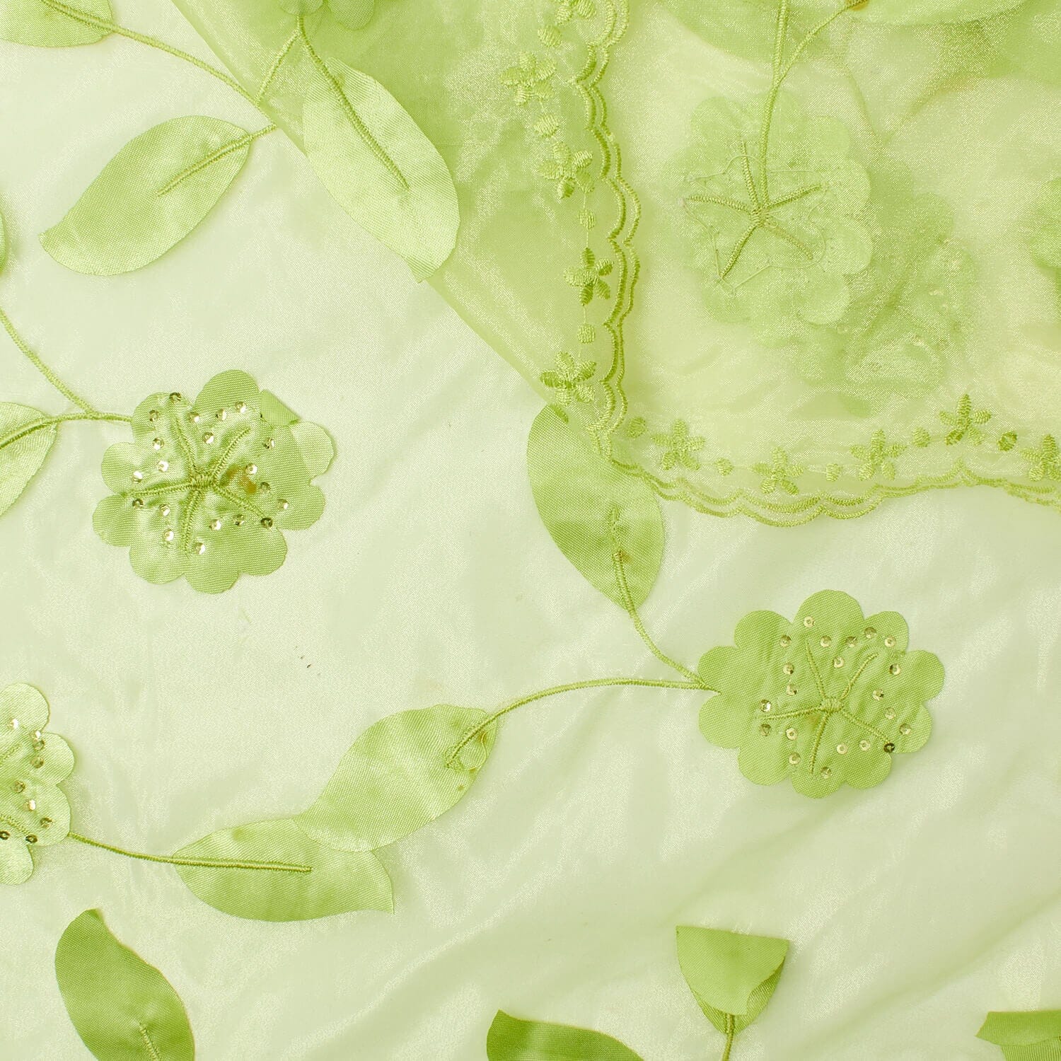 Leafy Sequin Vine On Organza - Image 2