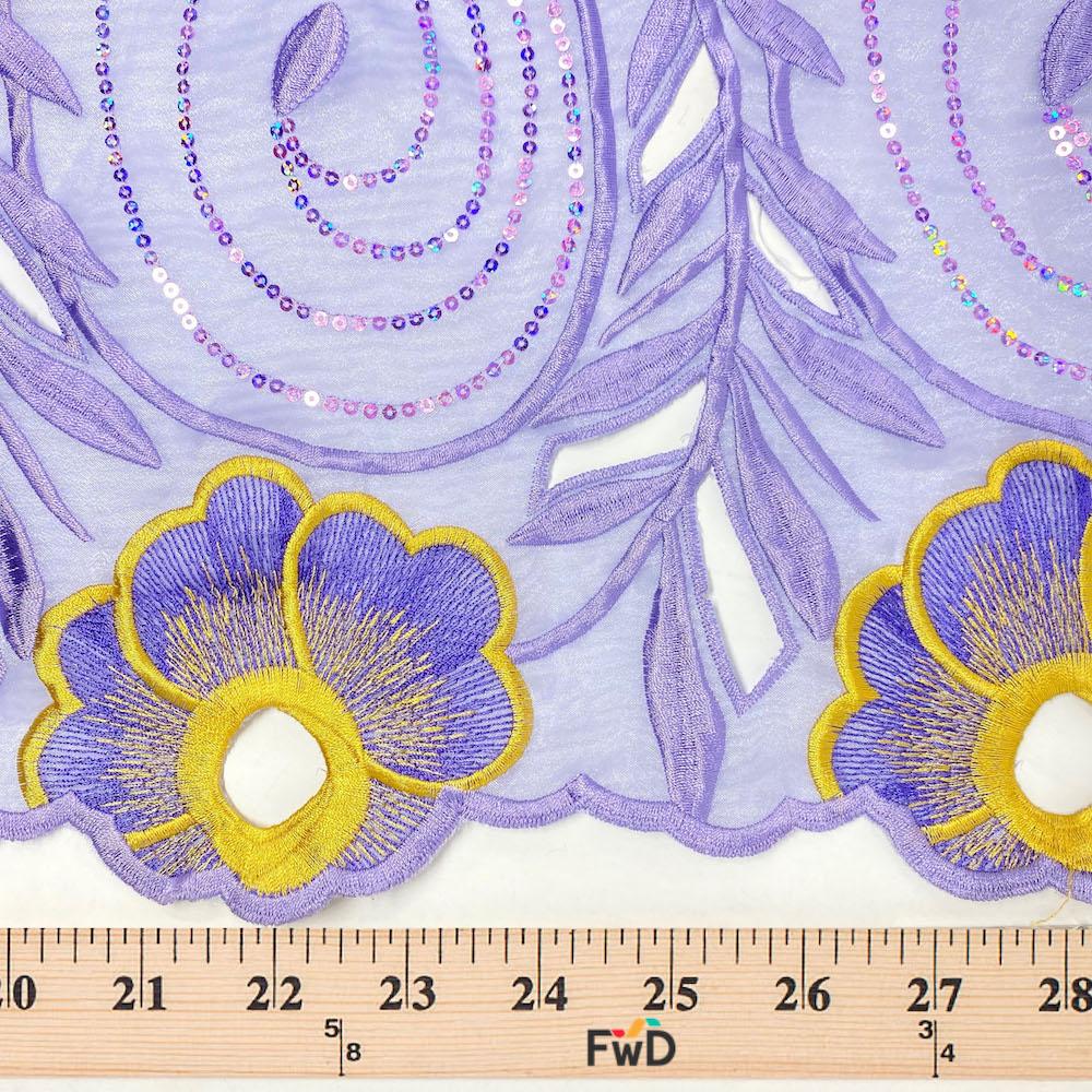 Lilac Spiral Sequin Floral Organza Lace - Image 3