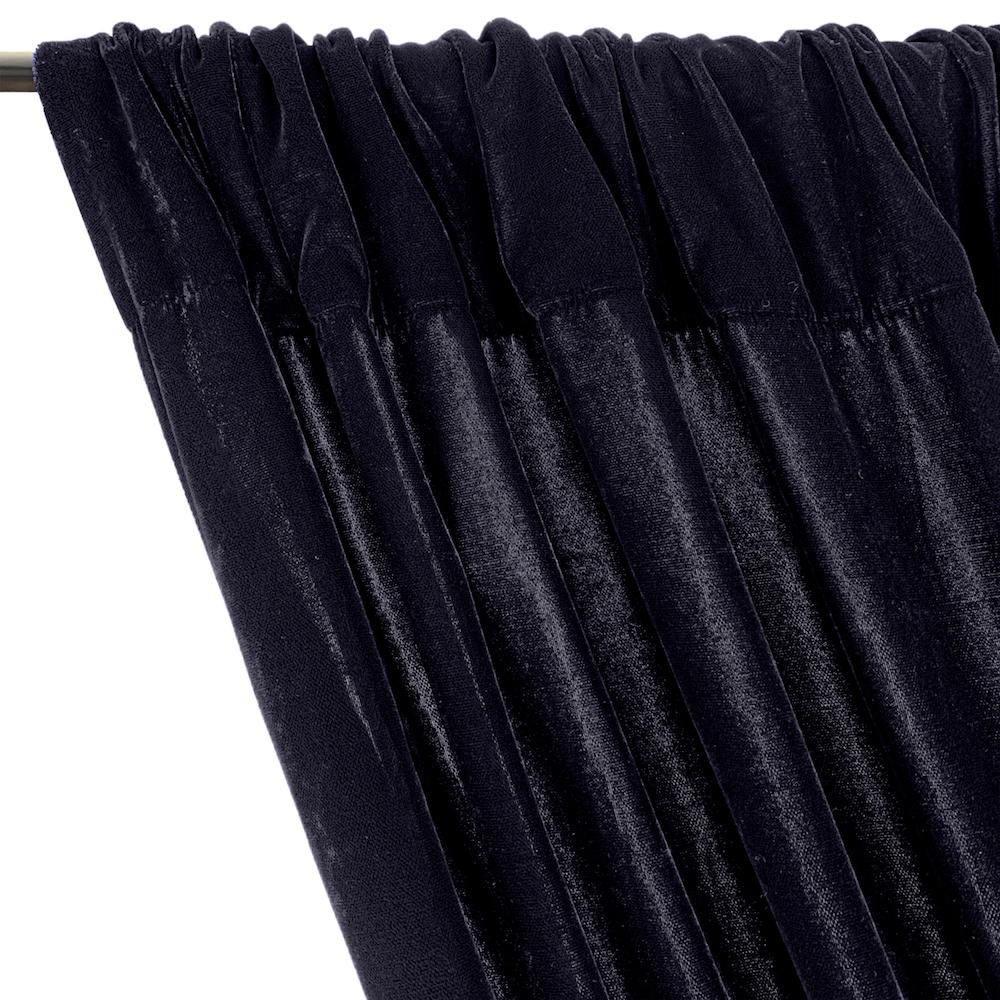 Micro Velvet Rod Pocket Curtains - Navy Blue - Image 2