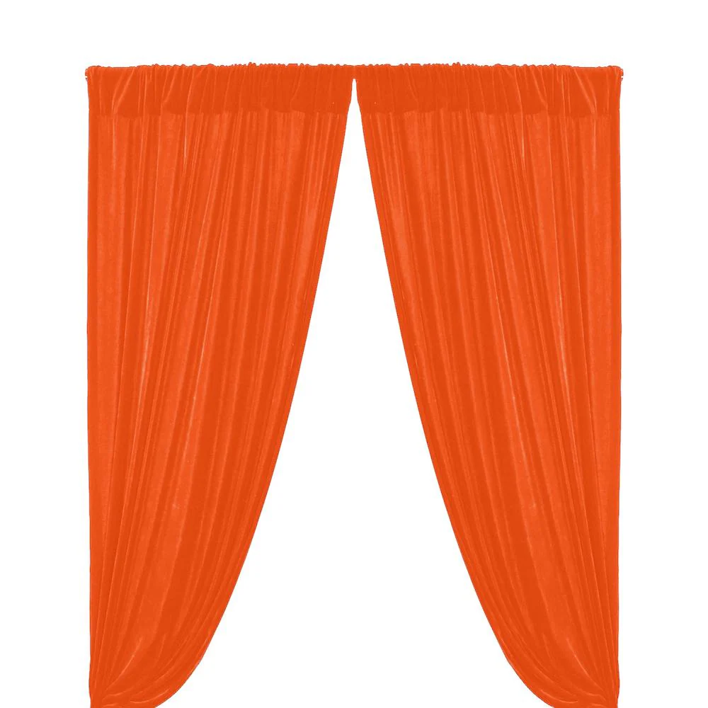 Micro Velvet Rod Pocket Curtains - Orange
