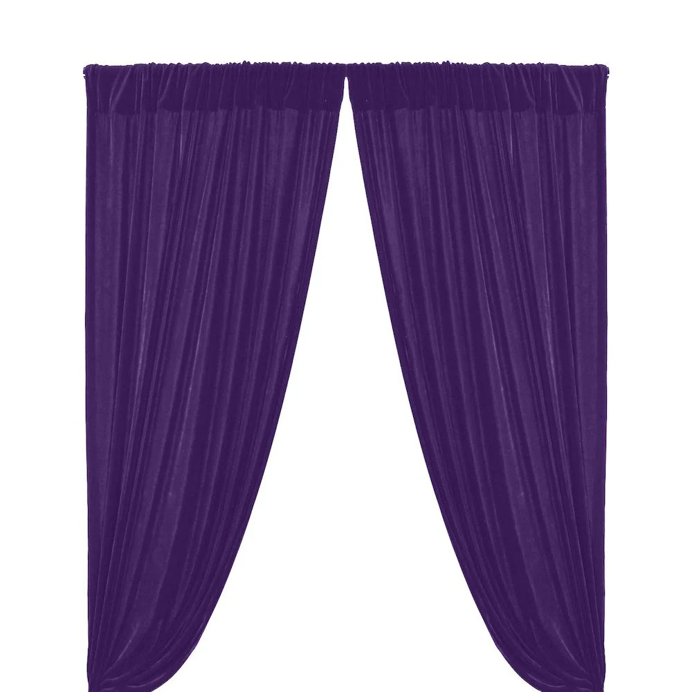 Micro Velvet Rod Pocket Curtains - Plum