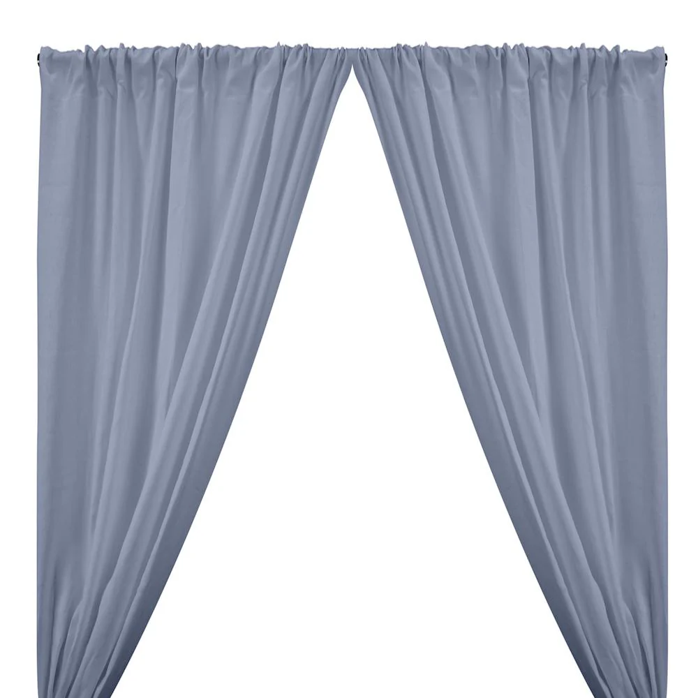 Natural Linen Rod Pocket Curtains - Light Blue