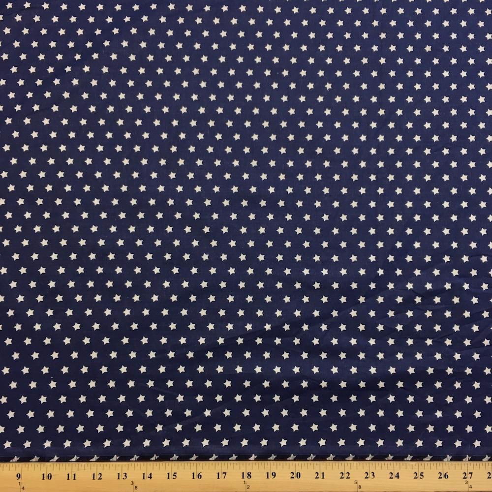 Navy Blue Star Printed Cotton - Image 3