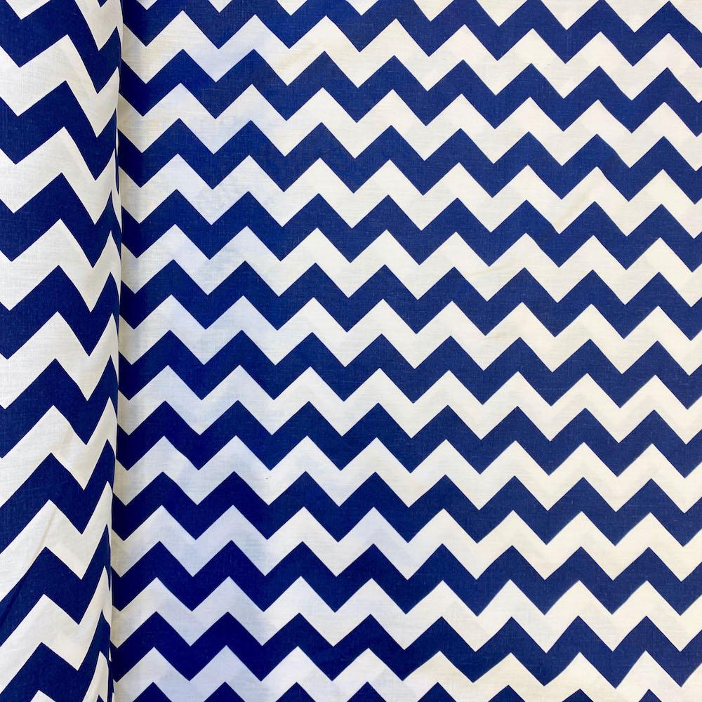 Navy Classic Chevron Printed Cotton