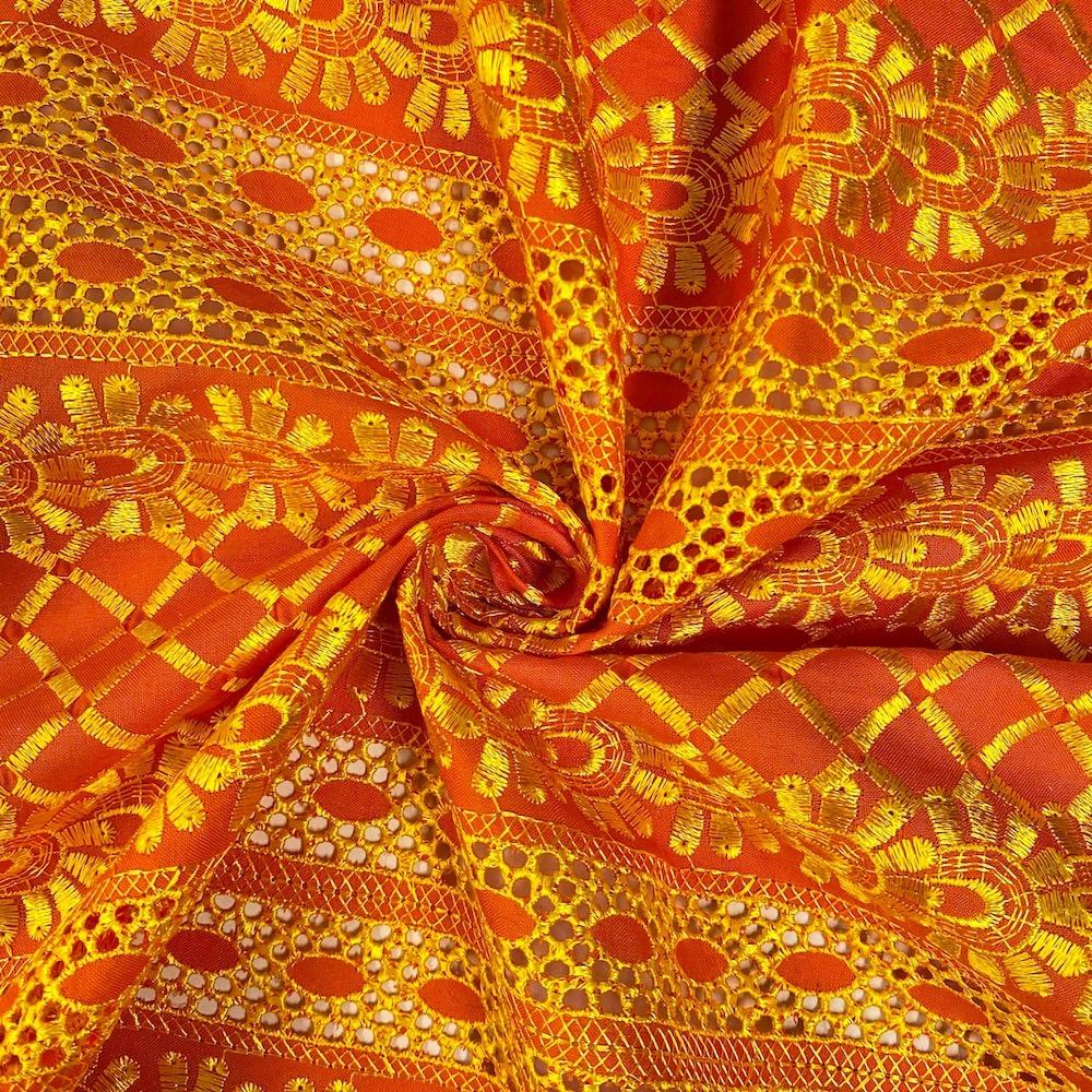 Orange Sunset Eyelet Embroidery Lace - Image 3