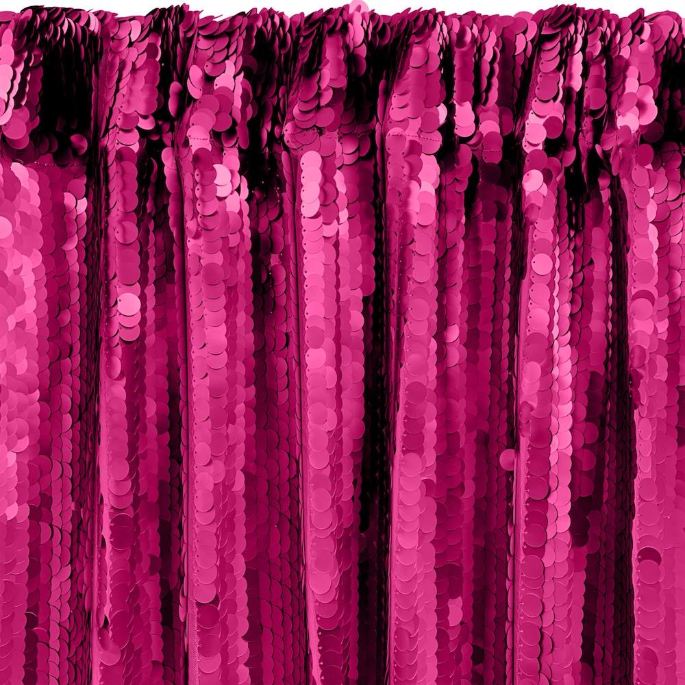 Paillette Circle Sequins Rod Pocket Curtains - Fuchsia - Image 2