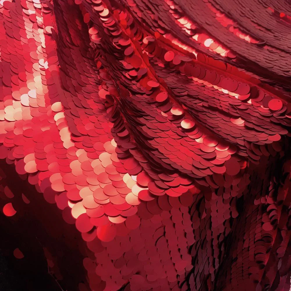 Paillette Circle Sequins Rod Pocket Curtains - Red - Image 4