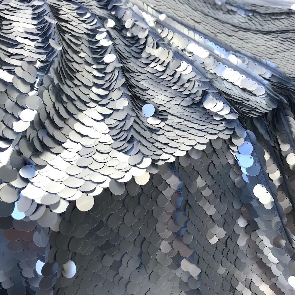 Paillette Circle Sequins Rod Pocket Curtains (All Colors Available) - Silver - Image 4