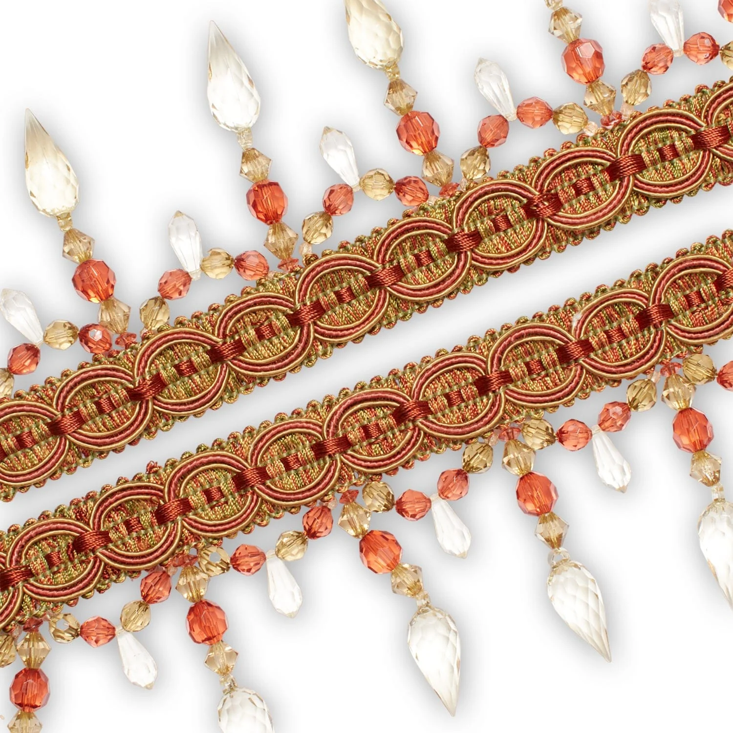Pear Drop Beaded Rhinestone Tassel Fringe Trim - Image 3