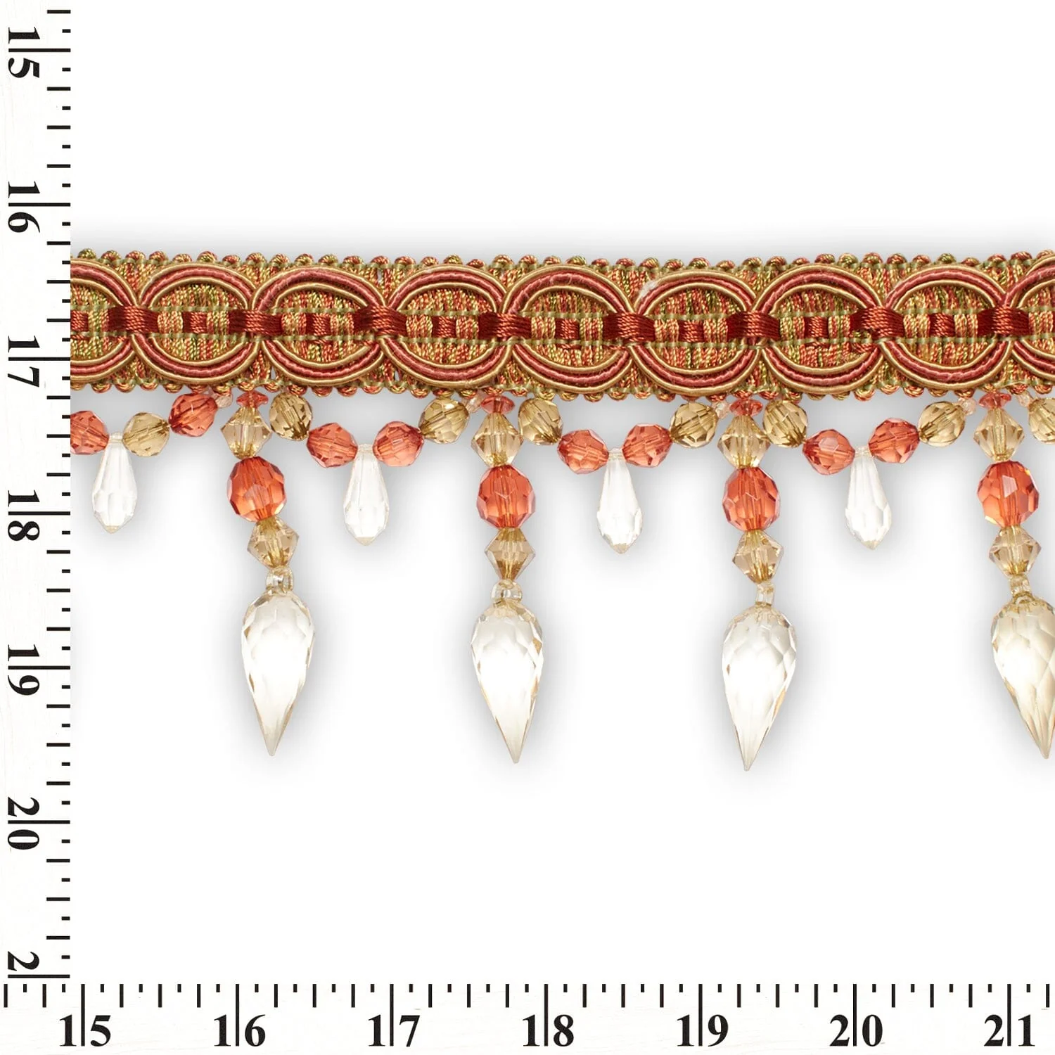 Pear Drop Beaded Rhinestone Tassel Fringe Trim - Image 4