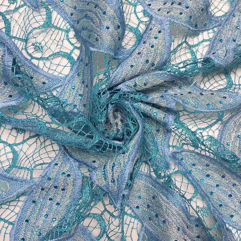 Periwinkle Leaf Corded Embroidery Lace with Stone - Image 2