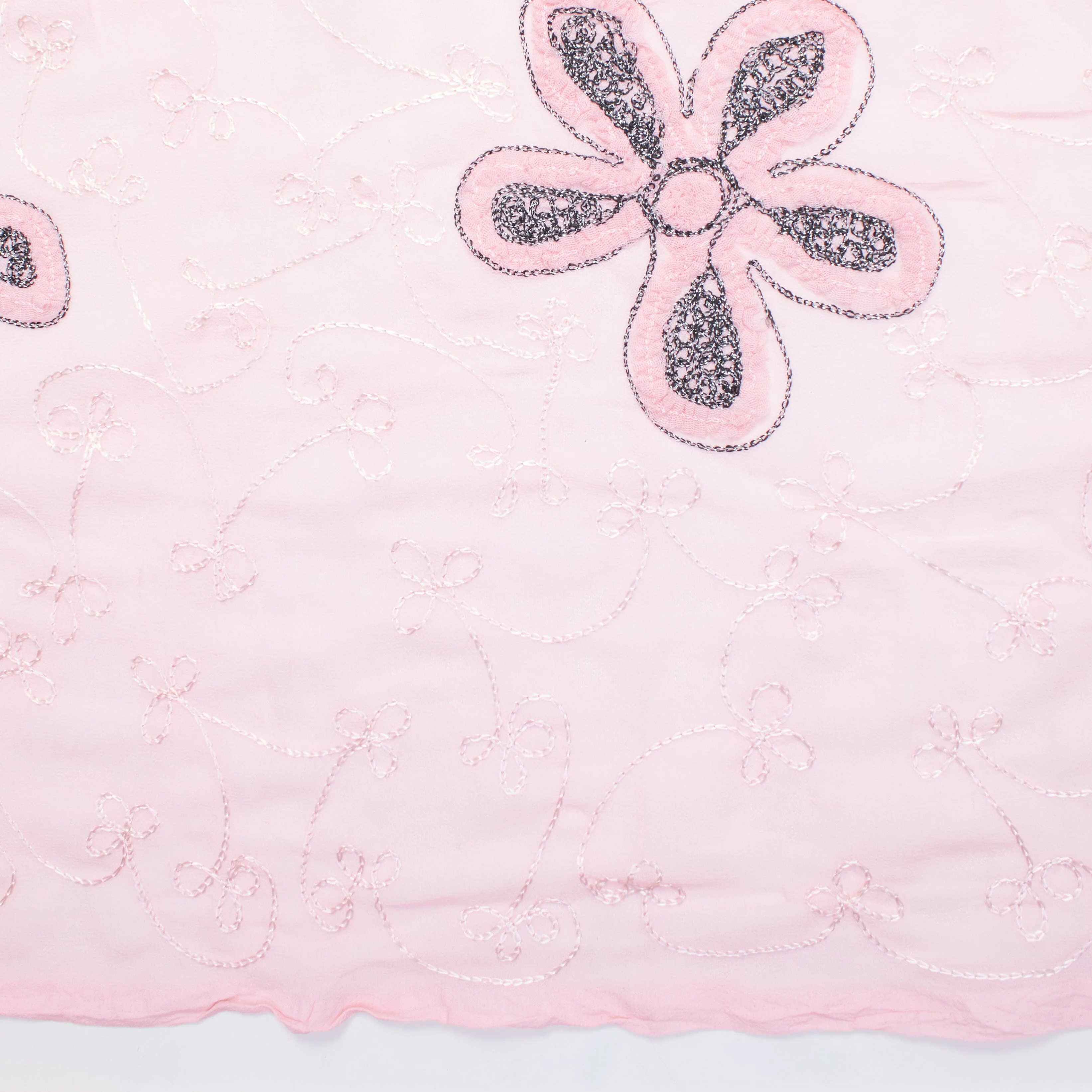 Pink Floral Embroidery on Georgette - Image 2