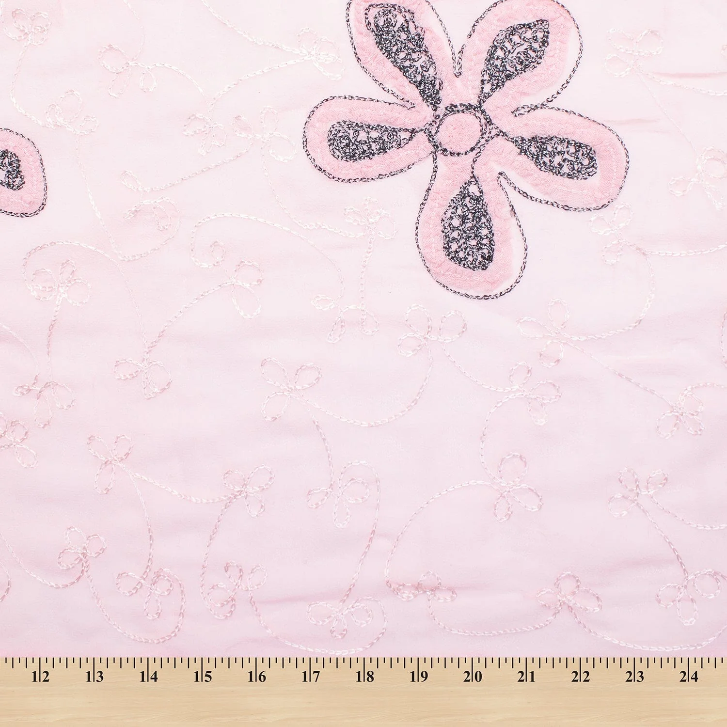 Pink Floral Embroidery on Georgette - Image 4