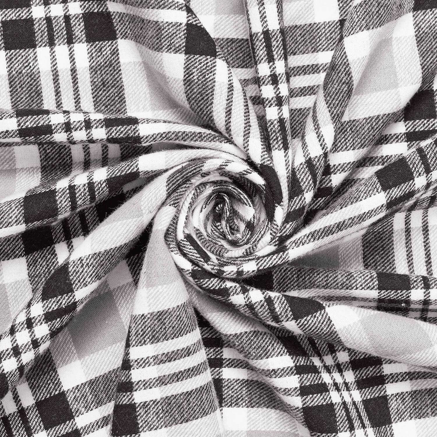 Black Tartan Plaid Yarn Dyed Brushed Cotton Flannel - Image 2