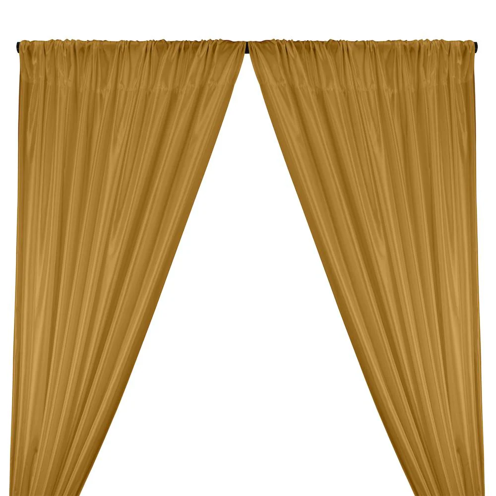 Poly China Silk Lining Rod Pocket Curtains - Antique Gold