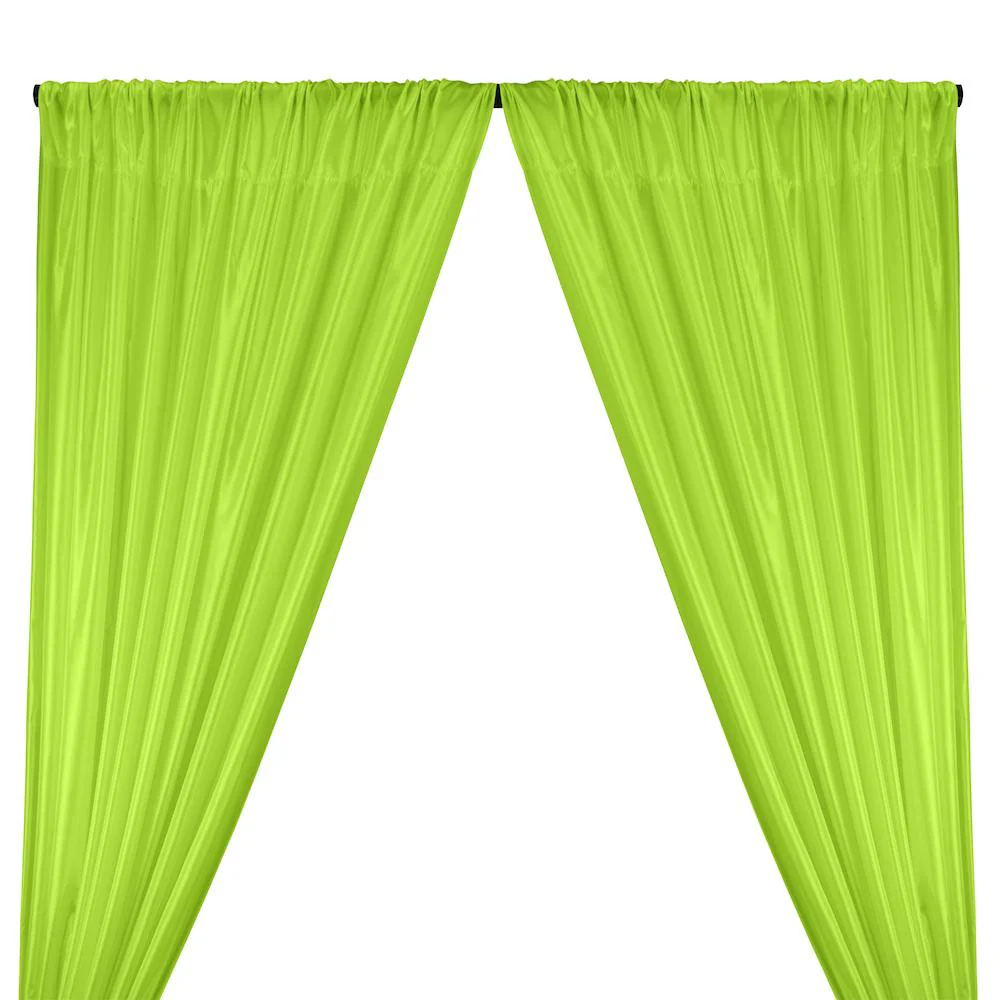 Poly China Silk Lining Rod Pocket Curtains - Apple Green