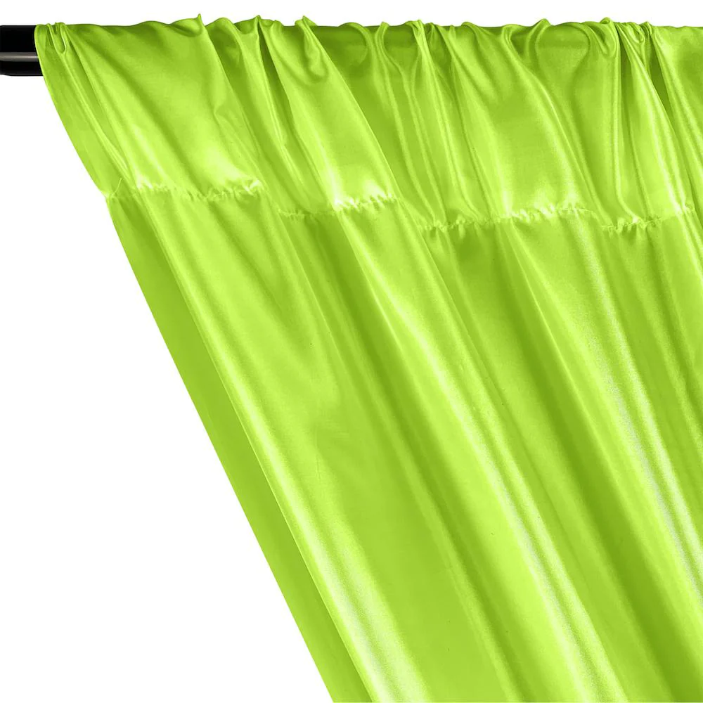Poly China Silk Lining Rod Pocket Curtains - Apple Green - Image 2