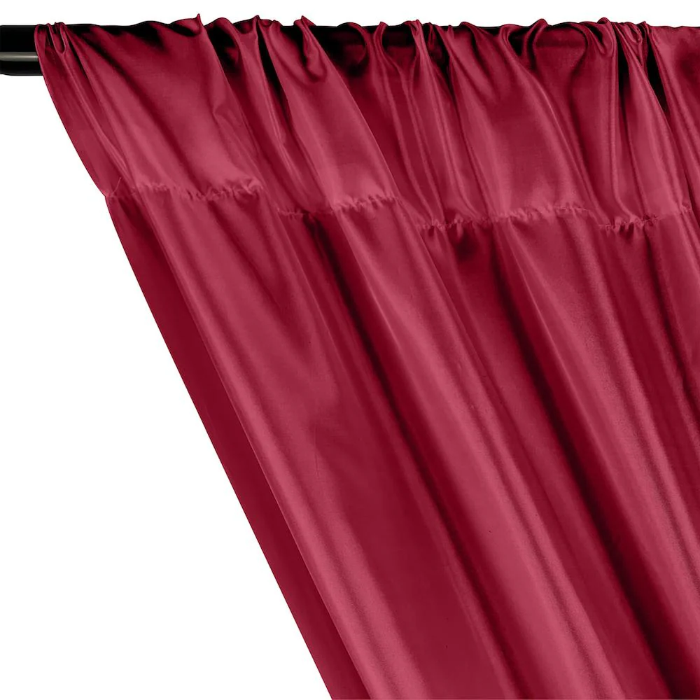 Poly China Silk Lining Rod Pocket Curtains - Burgundy - Image 2