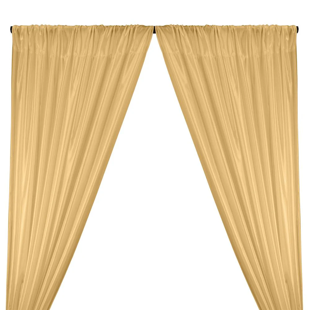 Poly China Silk Lining Rod Pocket Curtains - Champagne