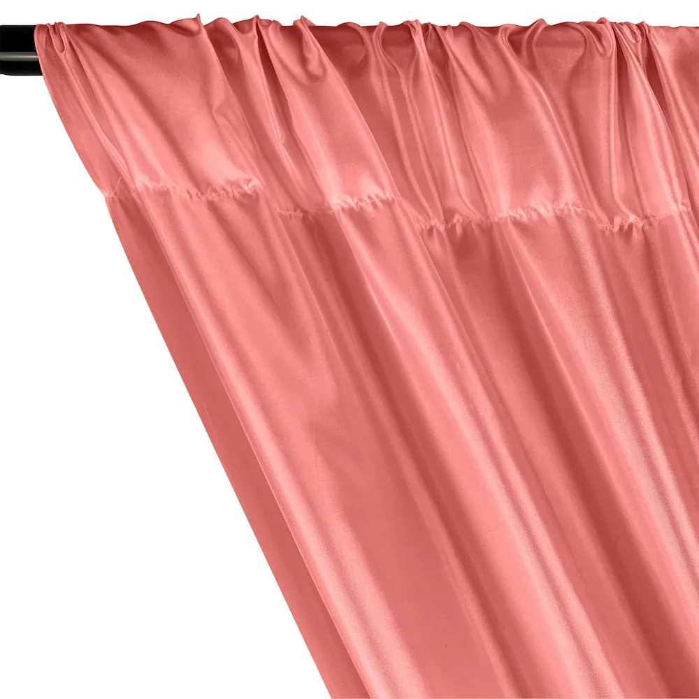 Poly China Silk Lining Rod Pocket Curtains - Coral - Image 2
