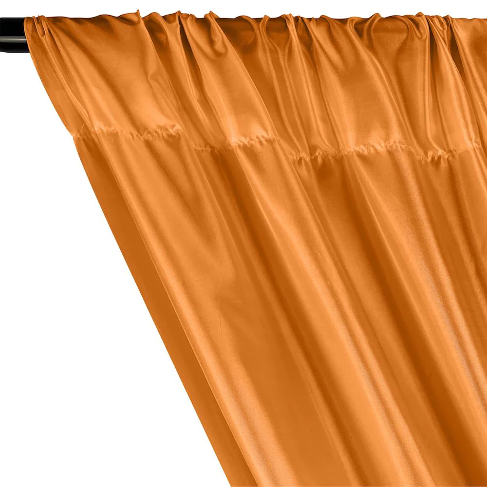 Poly China Silk Lining Rod Pocket Curtains - Dark Orange - Image 2