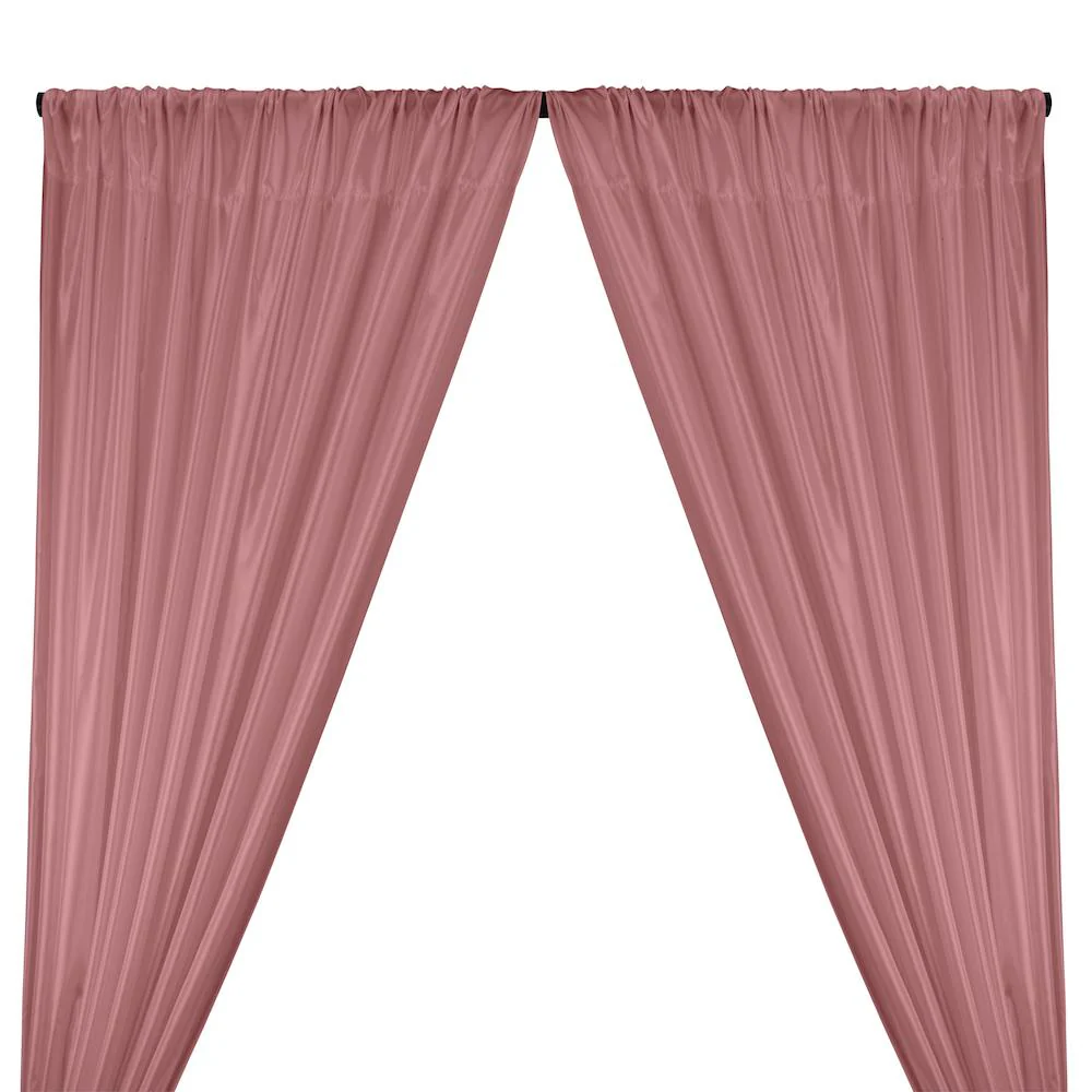 Poly China Silk Lining Rod Pocket Curtains - Dusty Rose