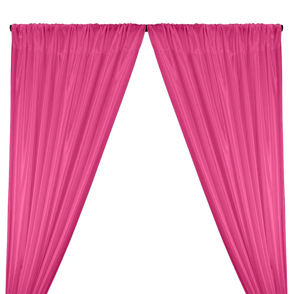 Poly China Silk Lining Rod Pocket Curtains - Fuchsia