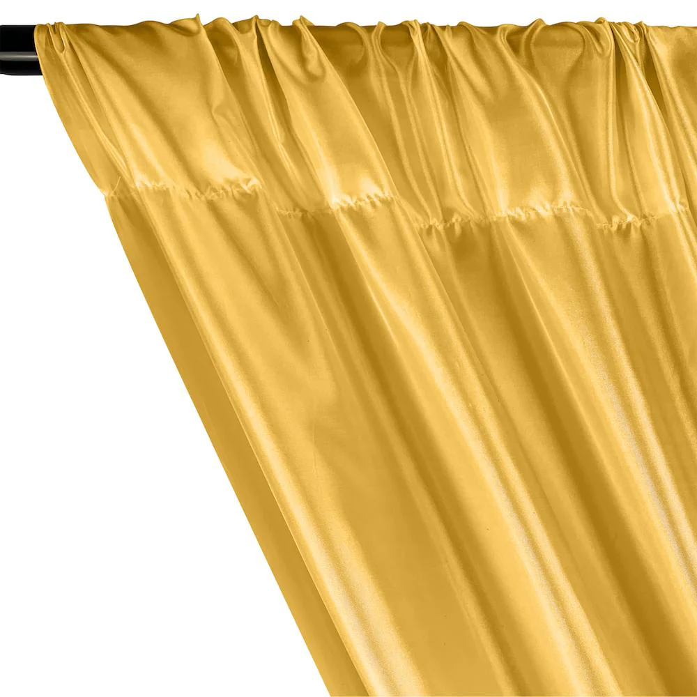 Poly China Silk Lining Rod Pocket Curtains - Gold - Image 2