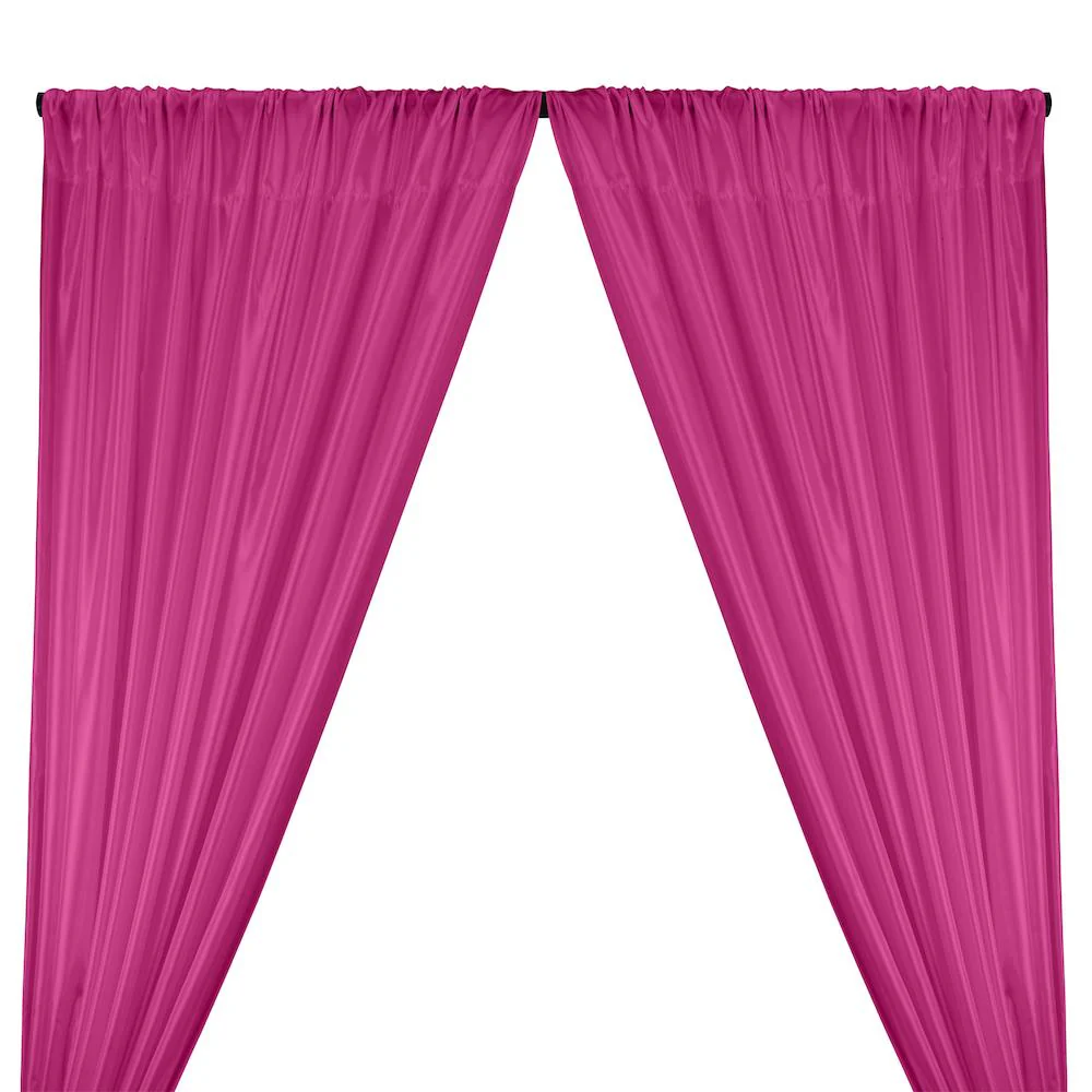 Poly China Silk Lining Rod Pocket Curtains - Magenta