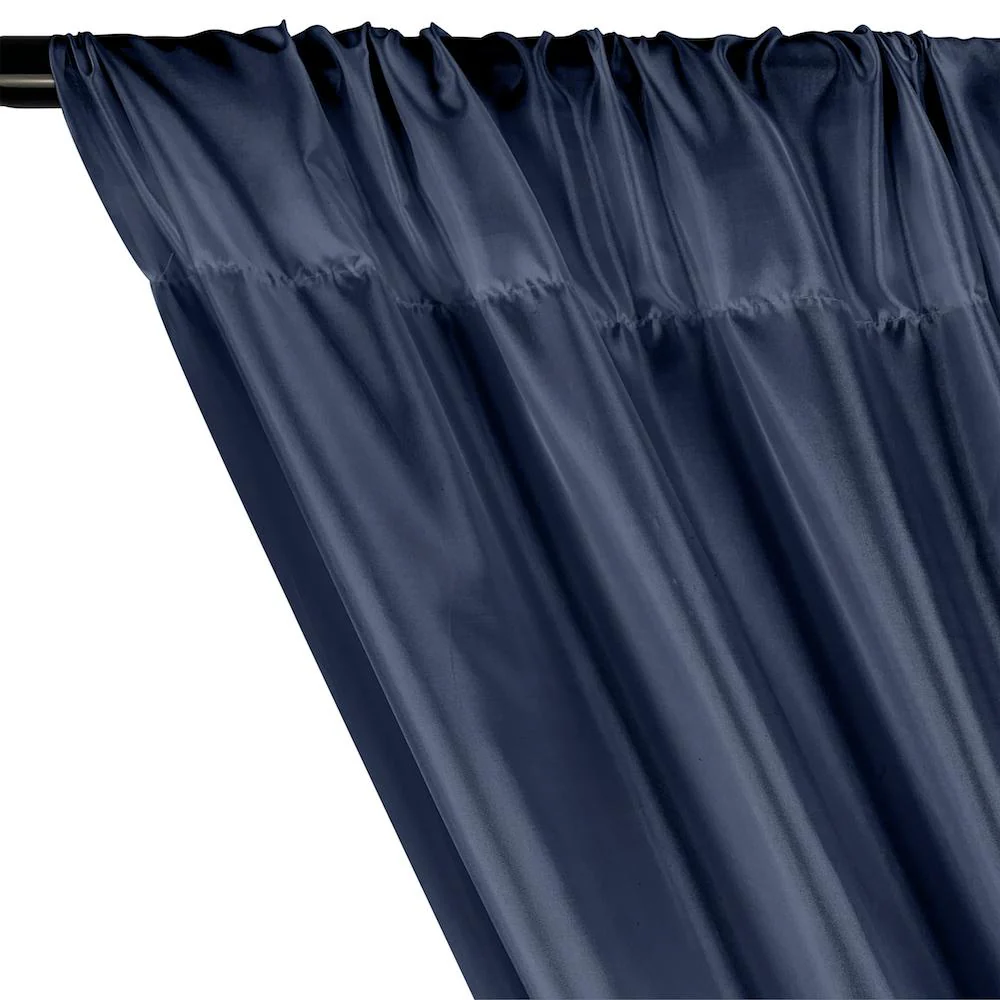 Poly China Silk Lining Rod Pocket Curtains - Midnight Blue - Image 2