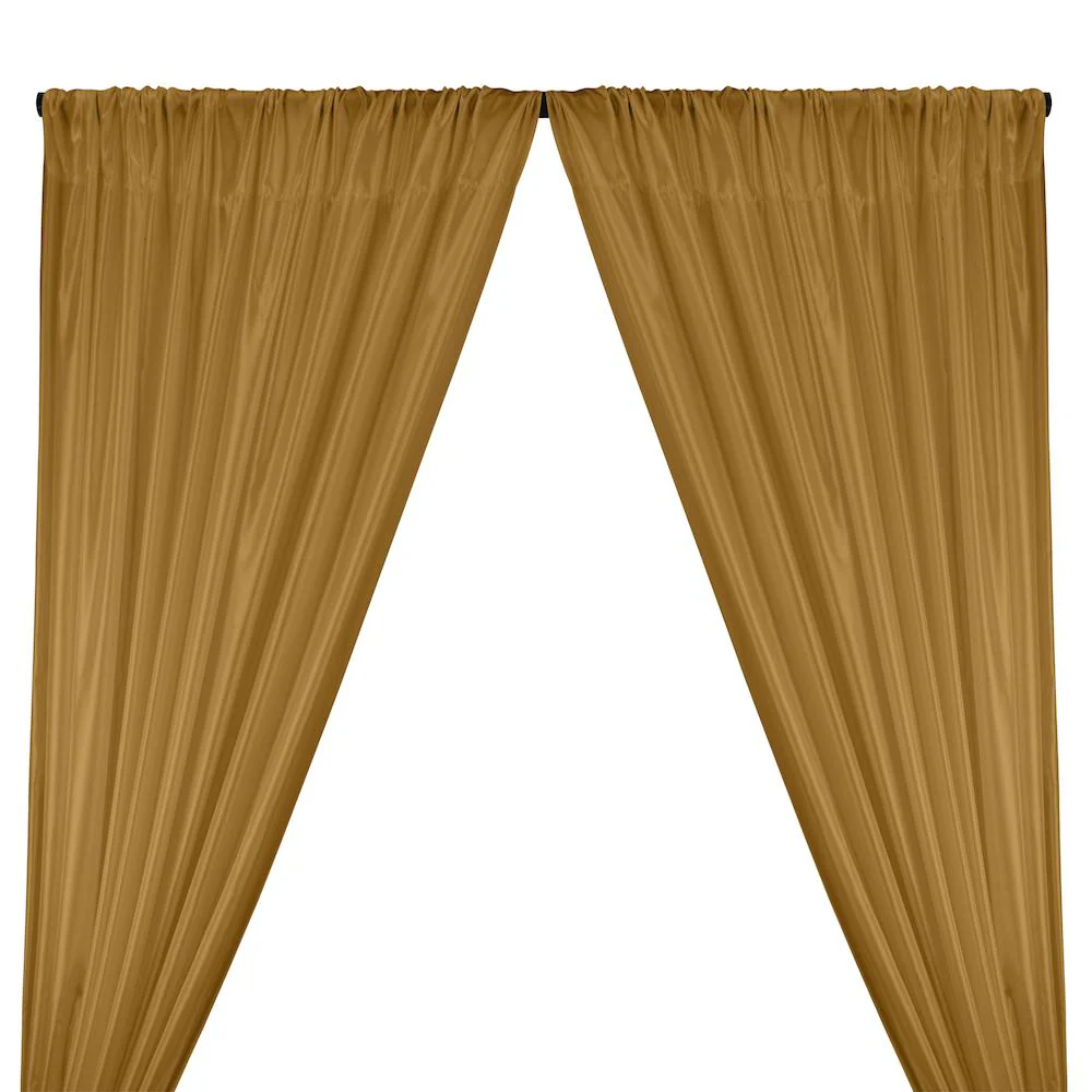 Poly China Silk Lining Rod Pocket Curtains - Mist Gold