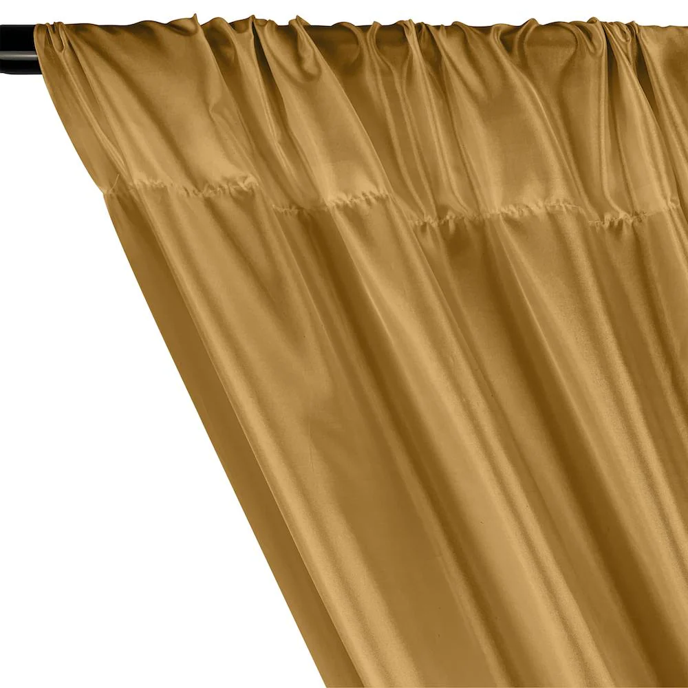 Poly China Silk Lining Rod Pocket Curtains - Mist Gold - Image 2
